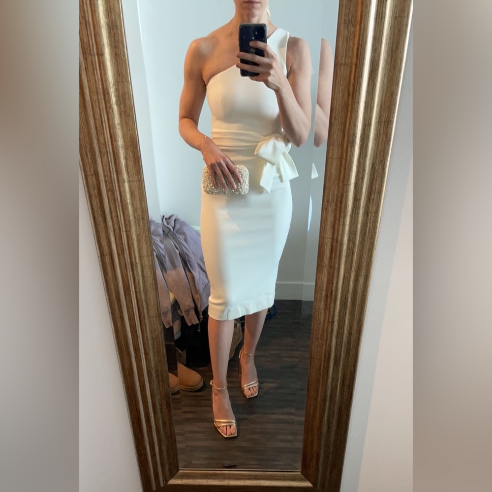 Shona Joy Lucy One Shoulder MIDI Dress- ivory - Picture 7 of 7